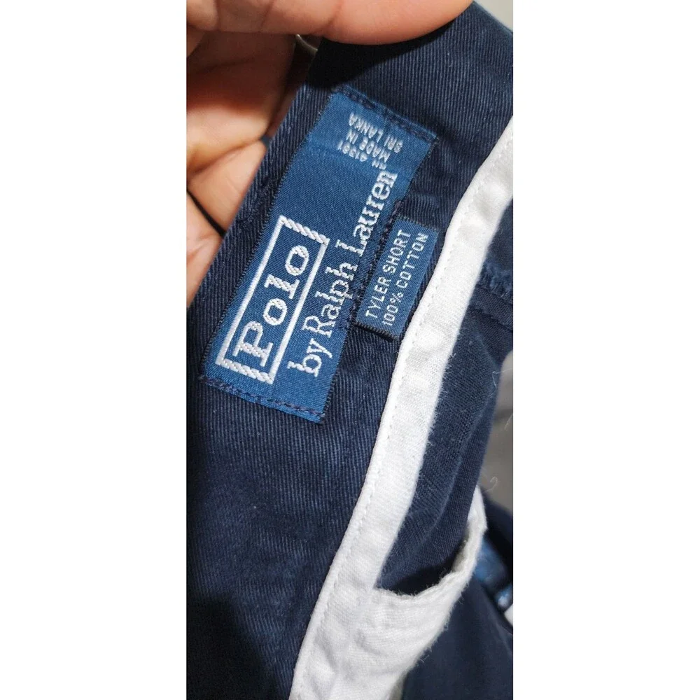 Vtg Polo Golf  Ralph Lauren Shorts Mens 38 Blue Linen Chino Pleated Preppy Solid